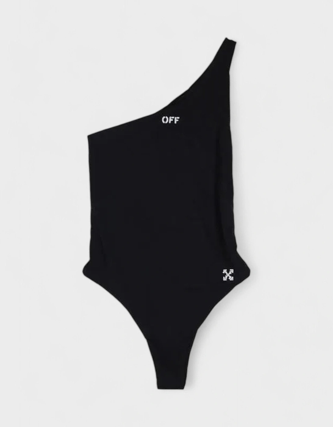 Off White Off Stamp One Shoul Swimsuit Black White, 4 of 3