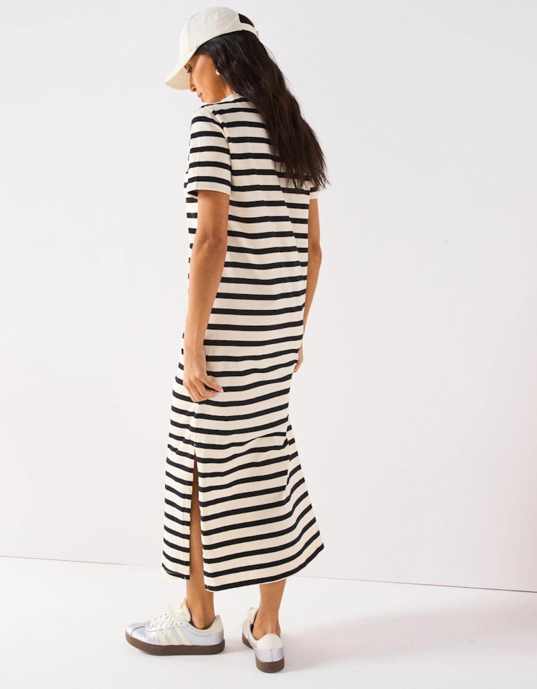 Jersey Basic Midaxi Dress Stripe - Black/Cream