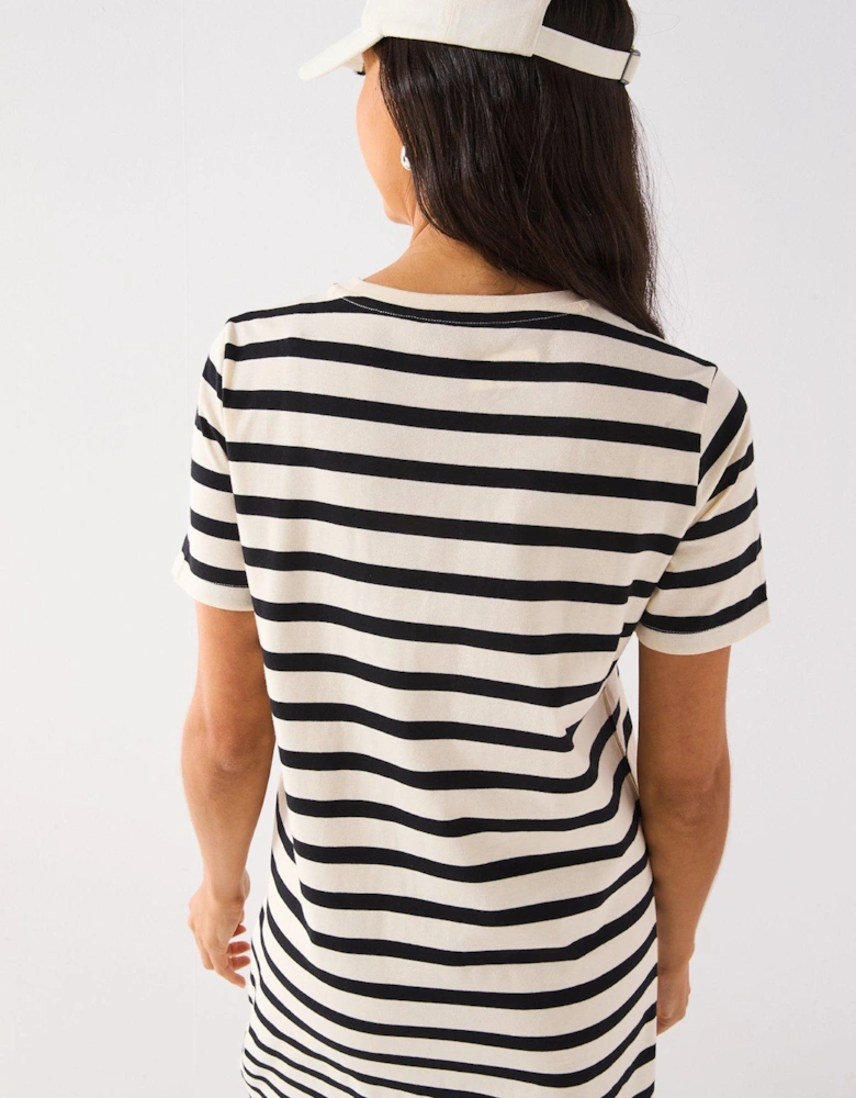 Jersey Basic Midaxi Dress Stripe - Black/Cream