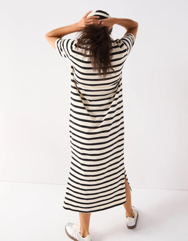Jersey Basic Midaxi Dress Stripe - Black/Cream