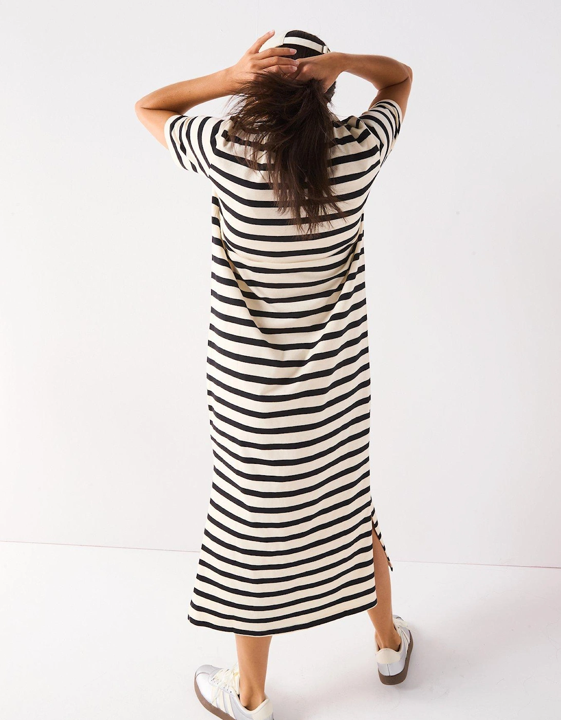 Jersey Basic Midaxi Dress Stripe - Black/Cream