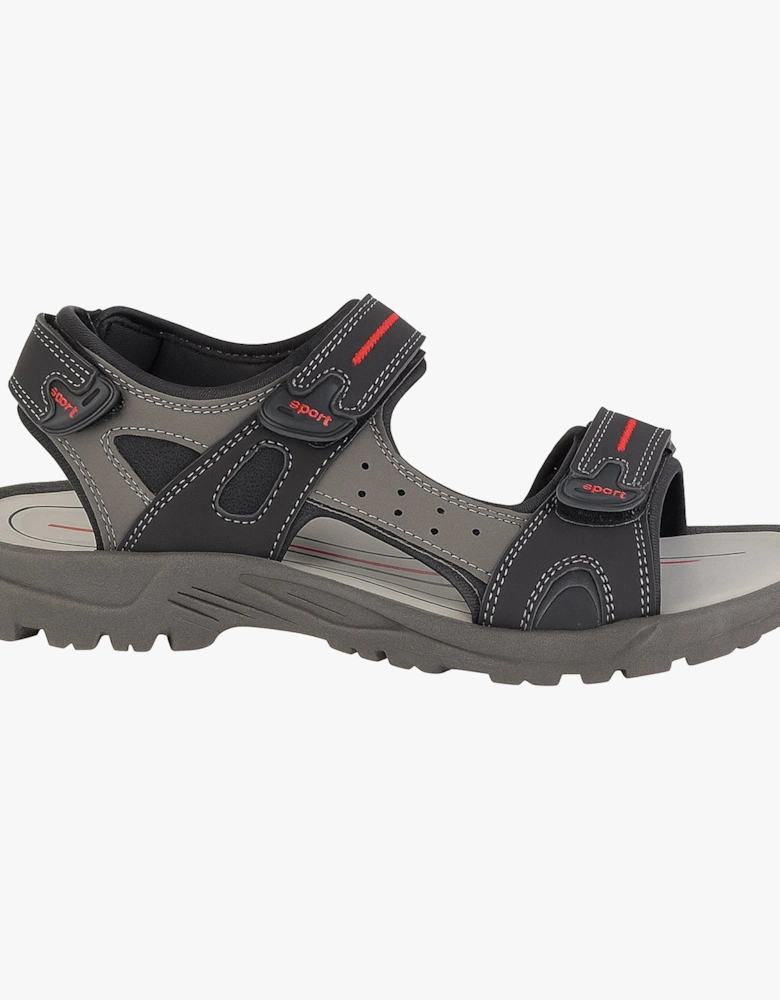 Black PU 3 Touch Fastening Adjustable Sports Sandal