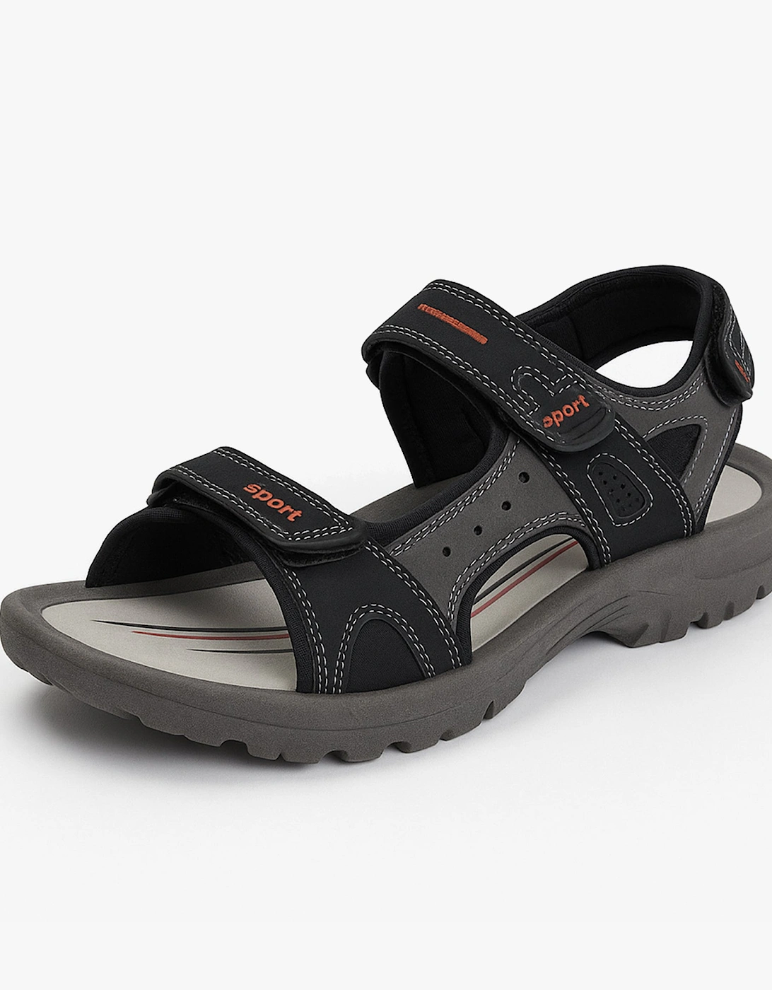 Black PU 3 Touch Fastening Adjustable Sports Sandal