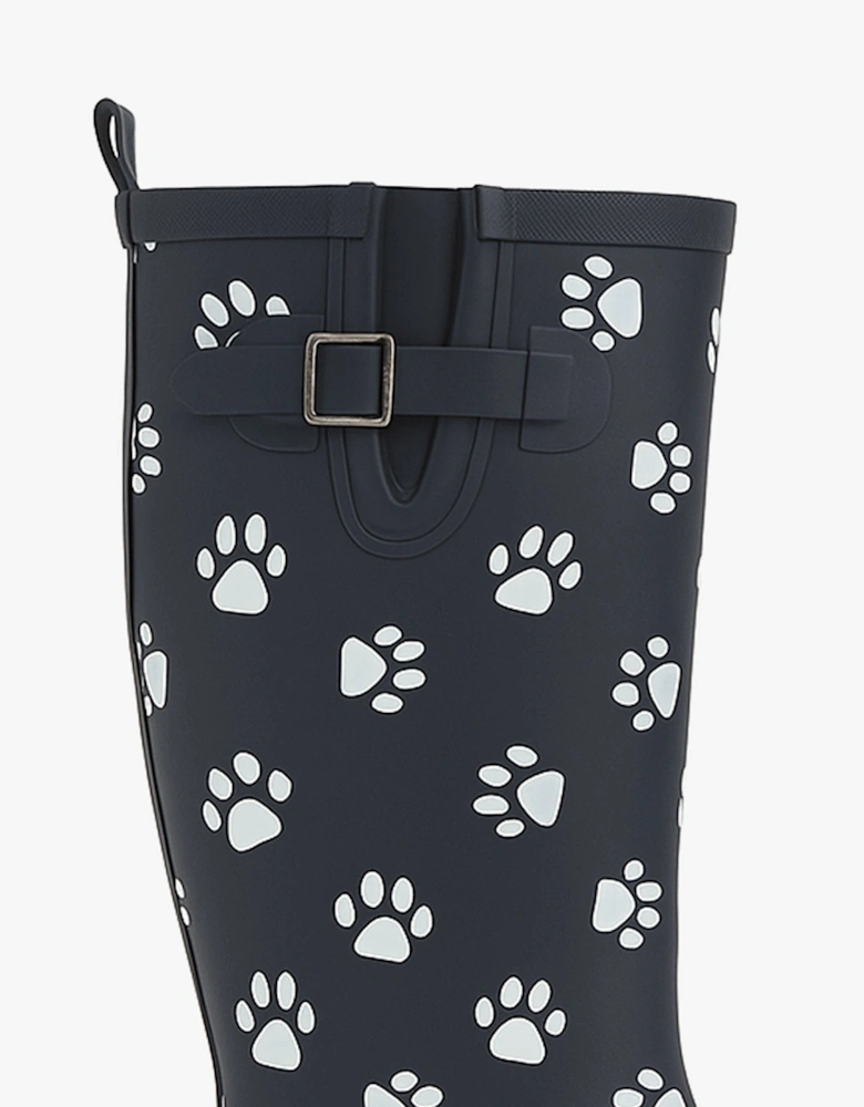 Stormwells W274C Womens Wellington Boots Navy Blue/Paw Print