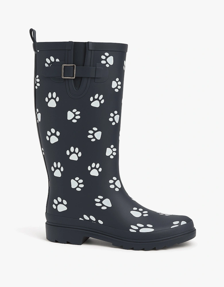 Stormwells W274C Womens Wellington Boots Navy Blue/Paw Print