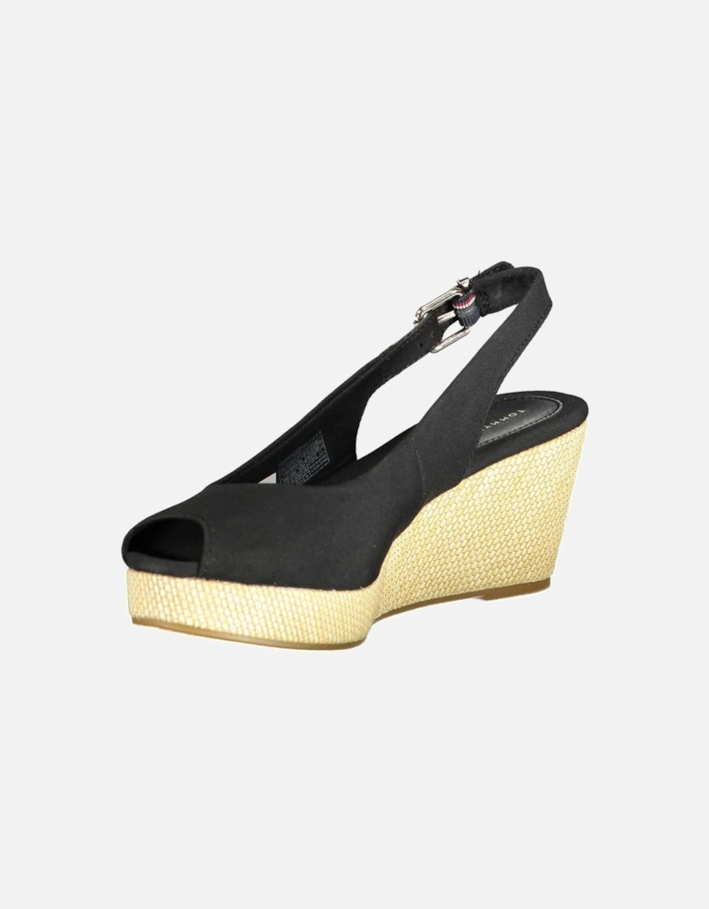 Elegant Ankle Buckle Sandals with Signature Logo Women - Black