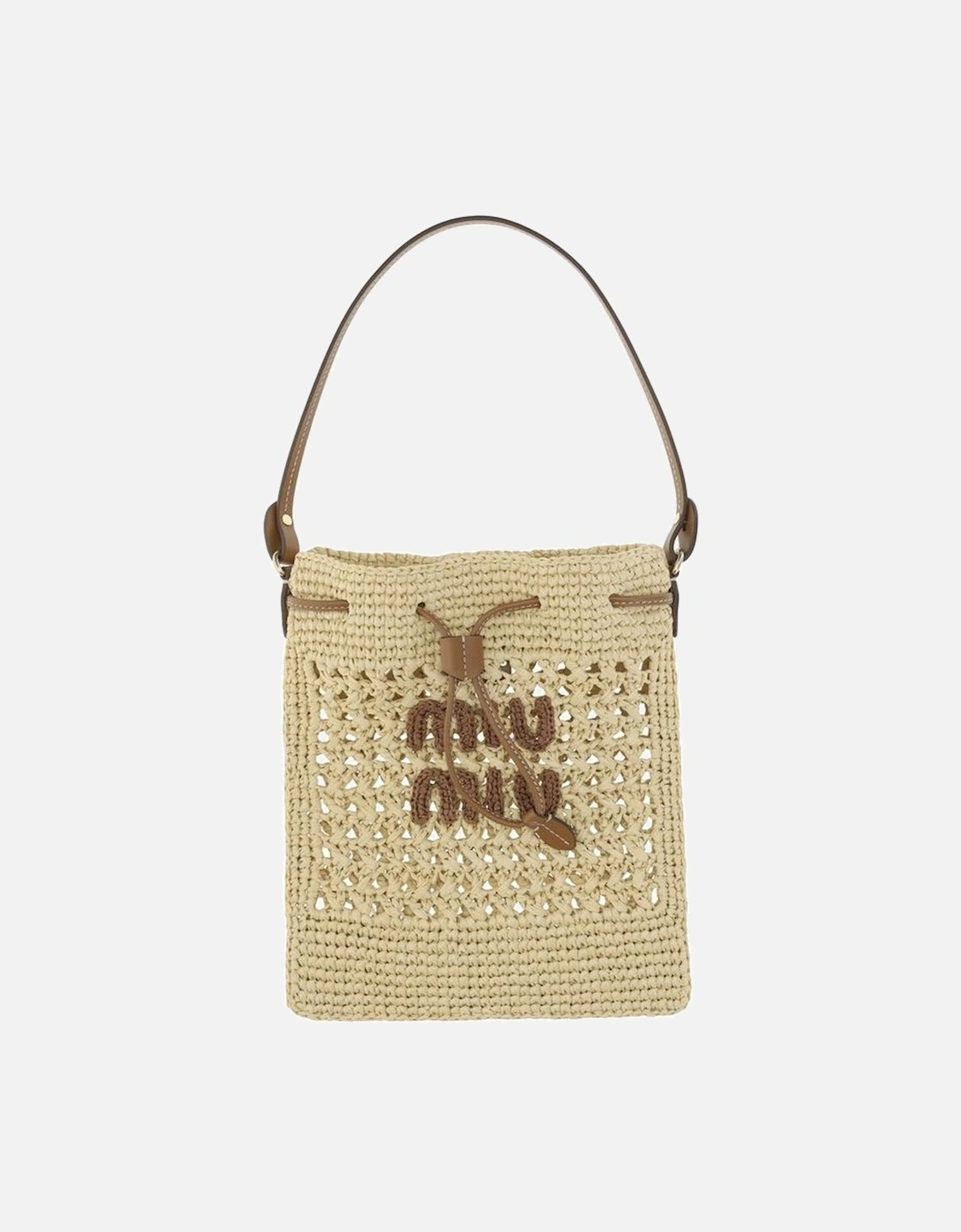 Raffia Handbag with Monogram Embroidery Women - Beige, 4 of 3