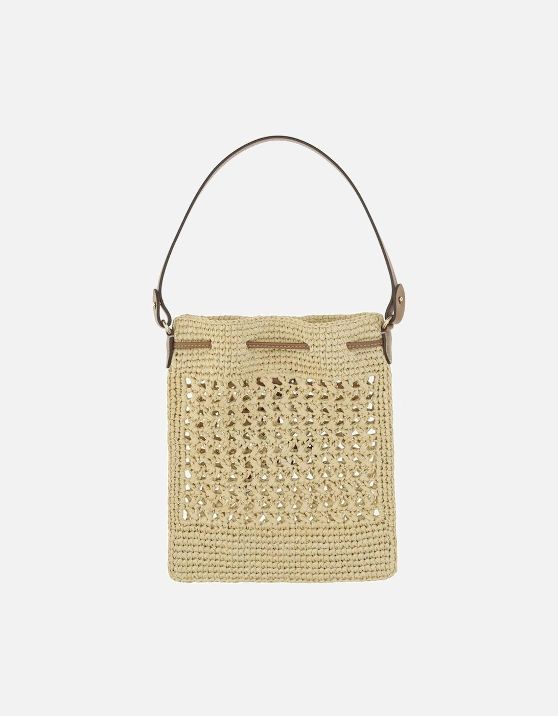 Raffia Handbag with Monogram Embroidery Women - Beige