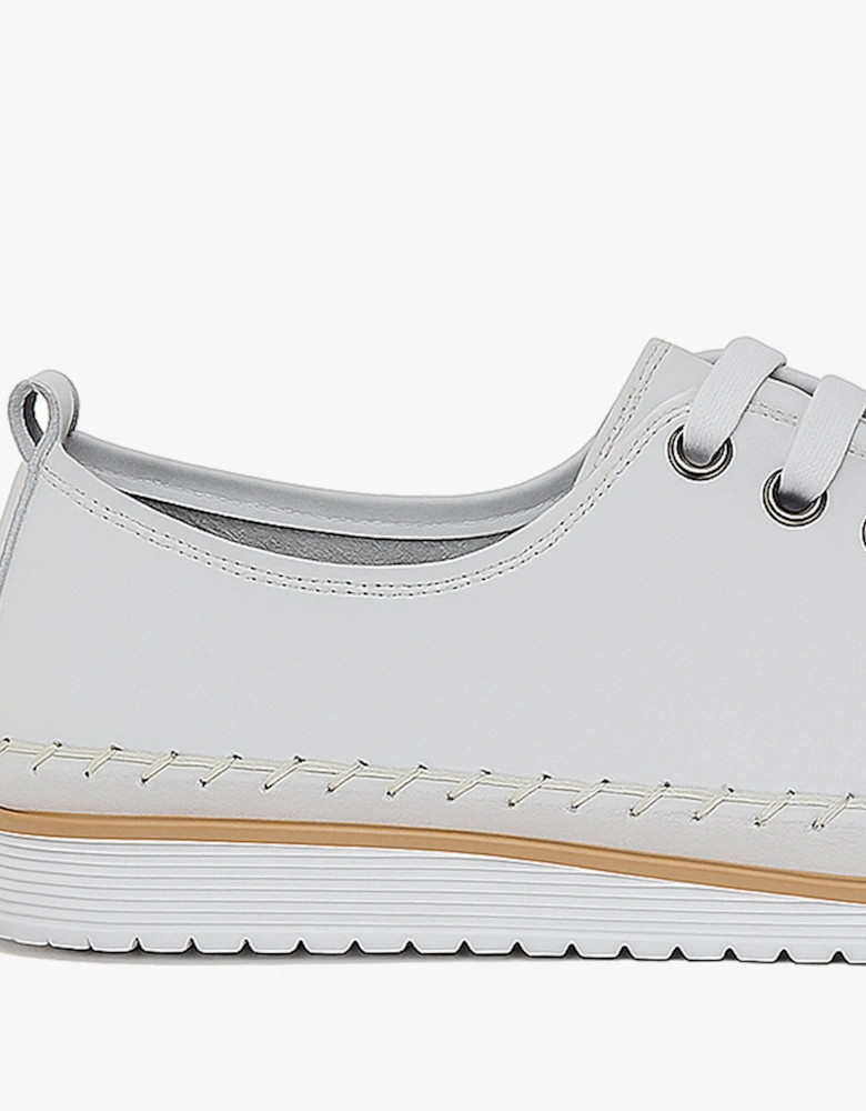 L988G 5-Eye Lace Womens Leather Shoes White