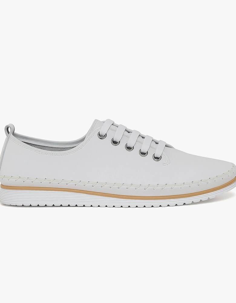 L988G 5-Eye Lace Womens Leather Shoes White