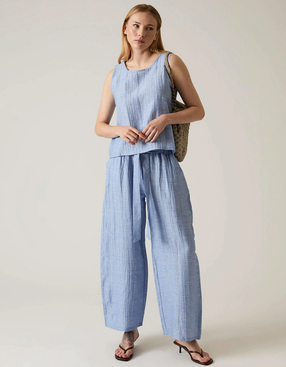 Blue Sleeveless Back Button Top - VIP