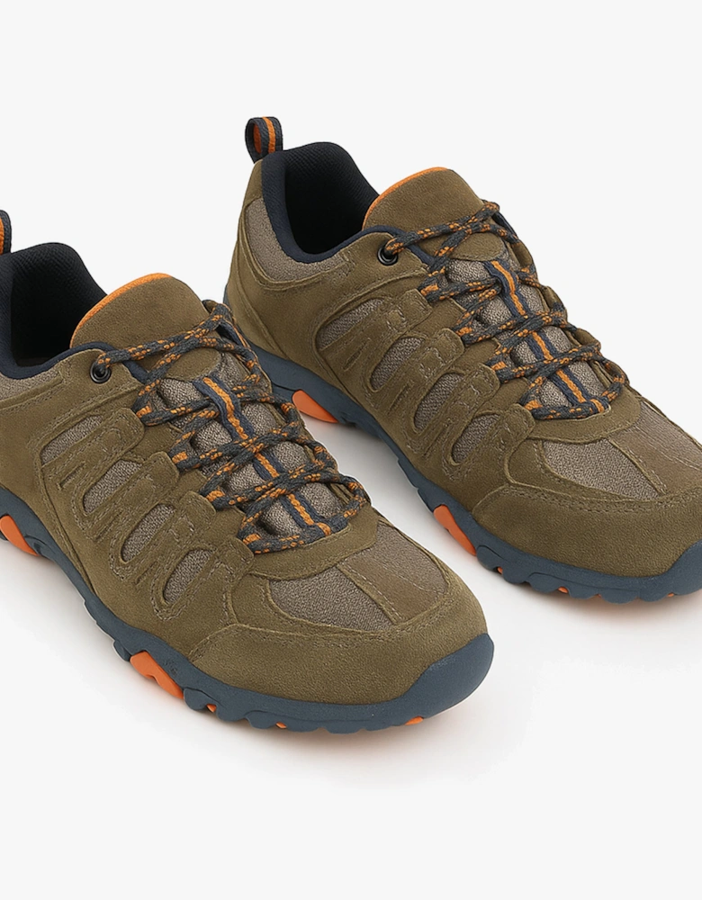 QUADRA II Mens Leather Trail Shoe Taupe/Burnt Orange