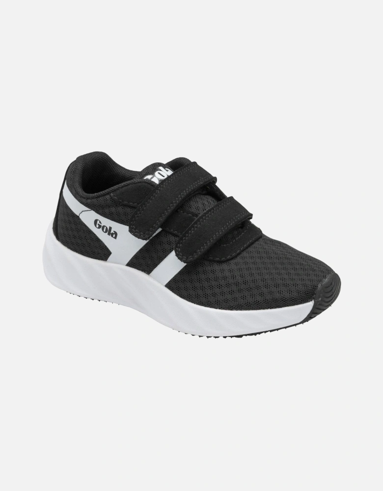 Performance Kids Draken Twin Bar QF Hook & Loop Trainers - Black/White