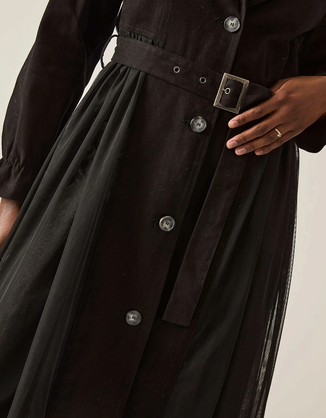 Cotton Tulle Black Trench - VIP