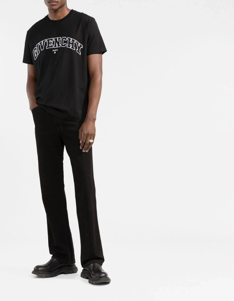 College Embroidered T-Shirt Black