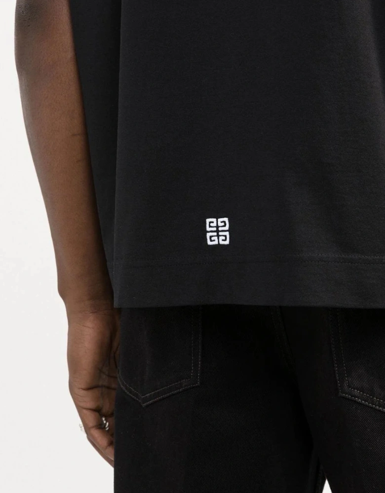 College Embroidered T-Shirt Black