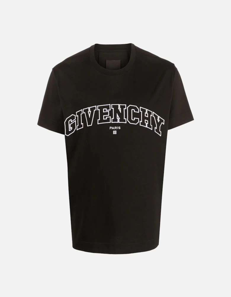 College Embroidered T-Shirt Black