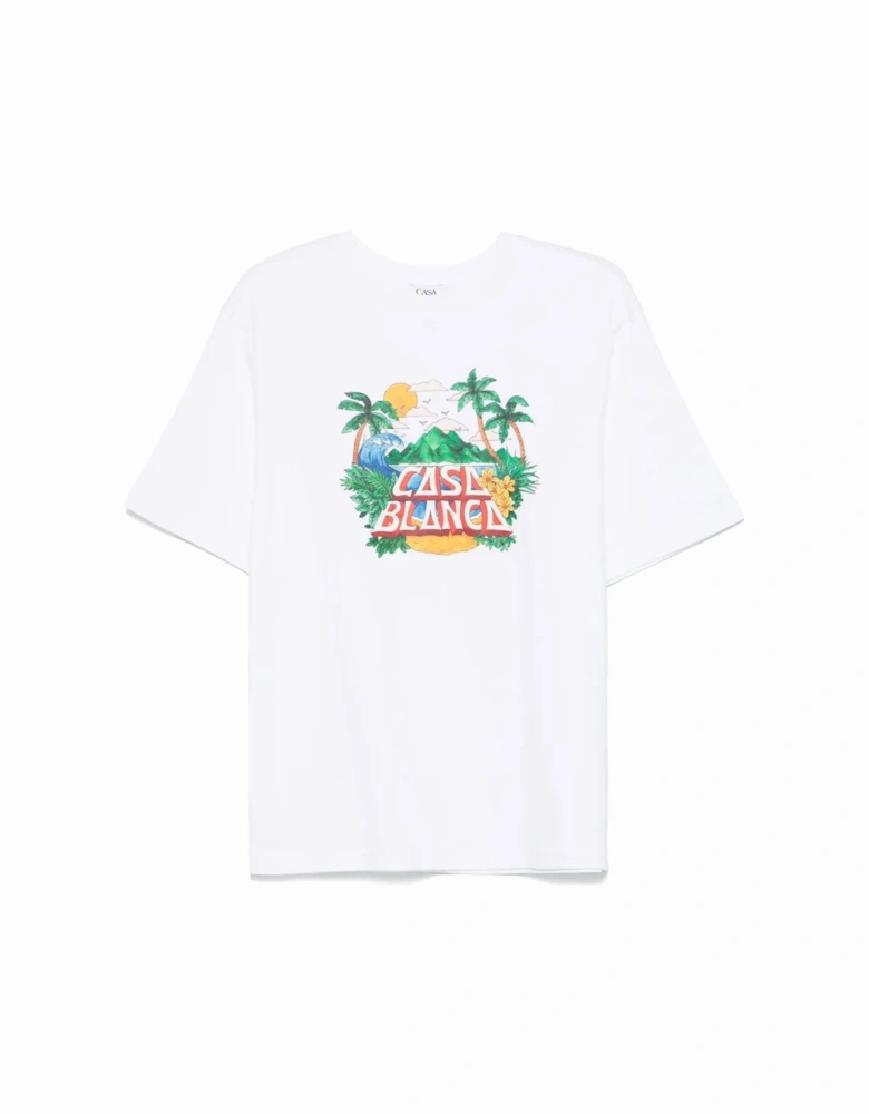 Casa Beach Wave Tropical T-Shirt White
