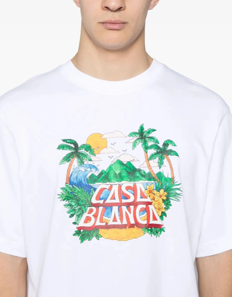 Casa Beach Wave Tropical T-Shirt White