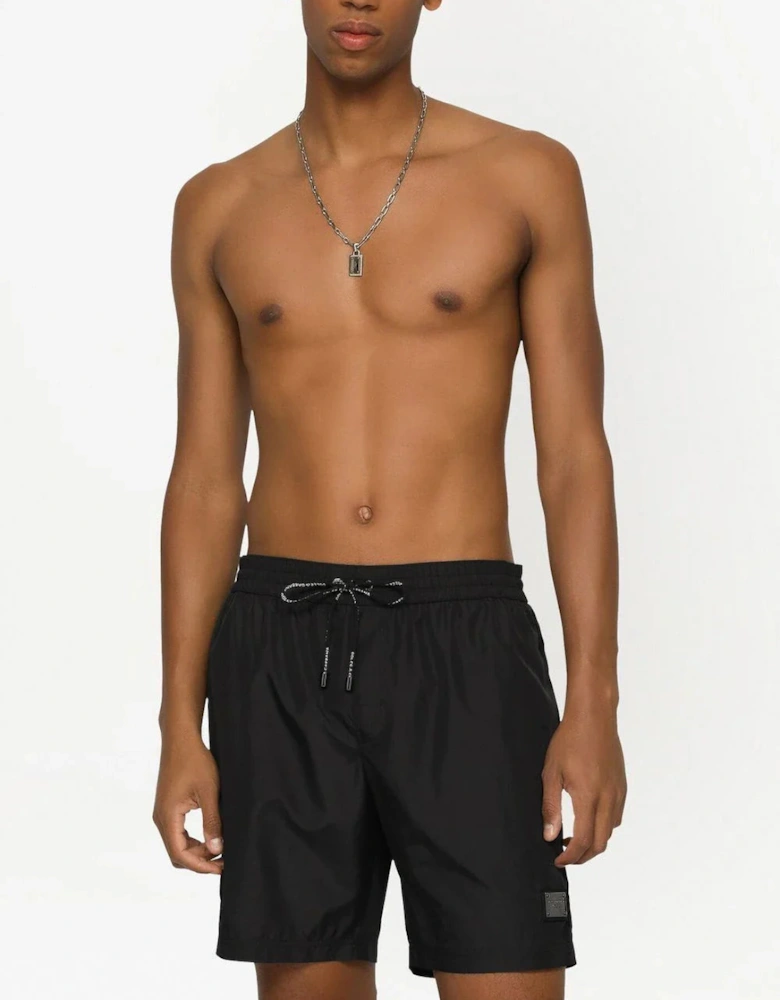 Swim Shorts With Logo Plaque