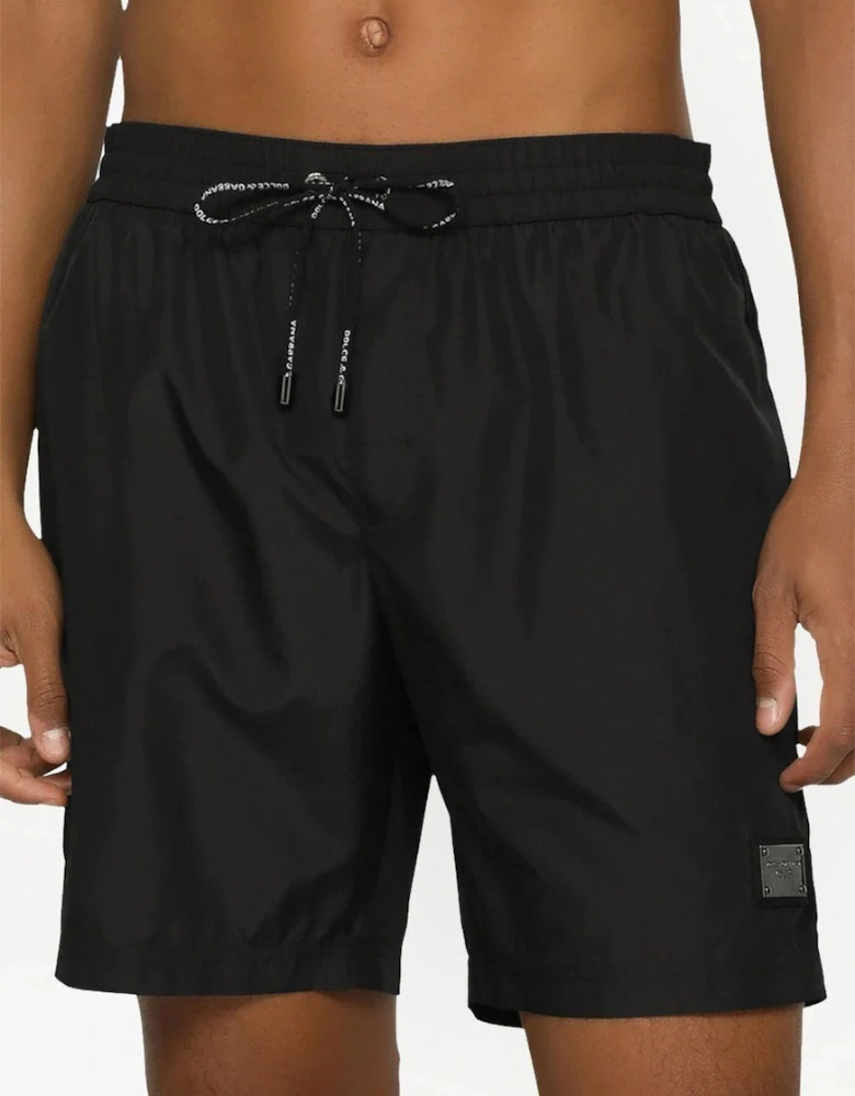Swim Shorts With Logo Plaque