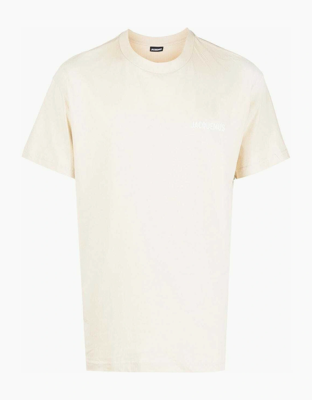 Jacquemus Men's Jacquemus Le T-Shirt Logo Light Beige Tan Neutrals - White
