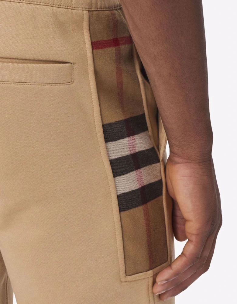 Check Panel Jogging Pants Camel Brown