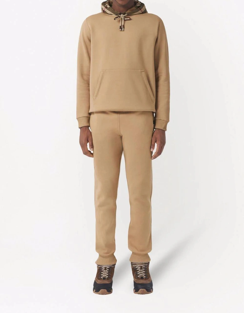 Check Panel Jogging Pants Camel Brown
