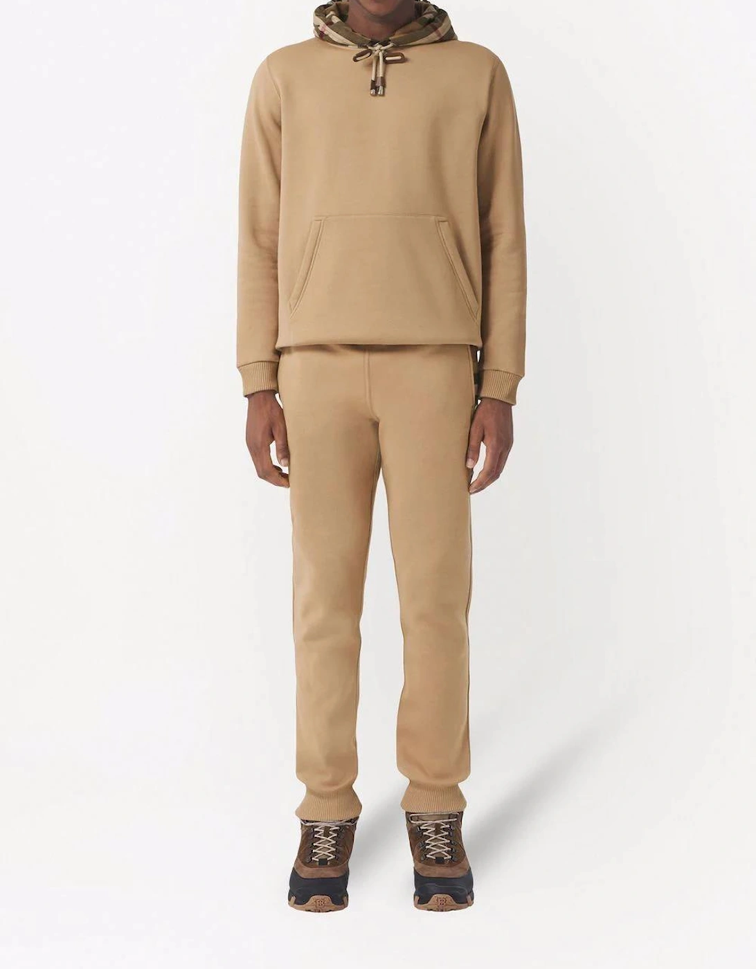 Check Panel Jogging Pants Camel Brown
