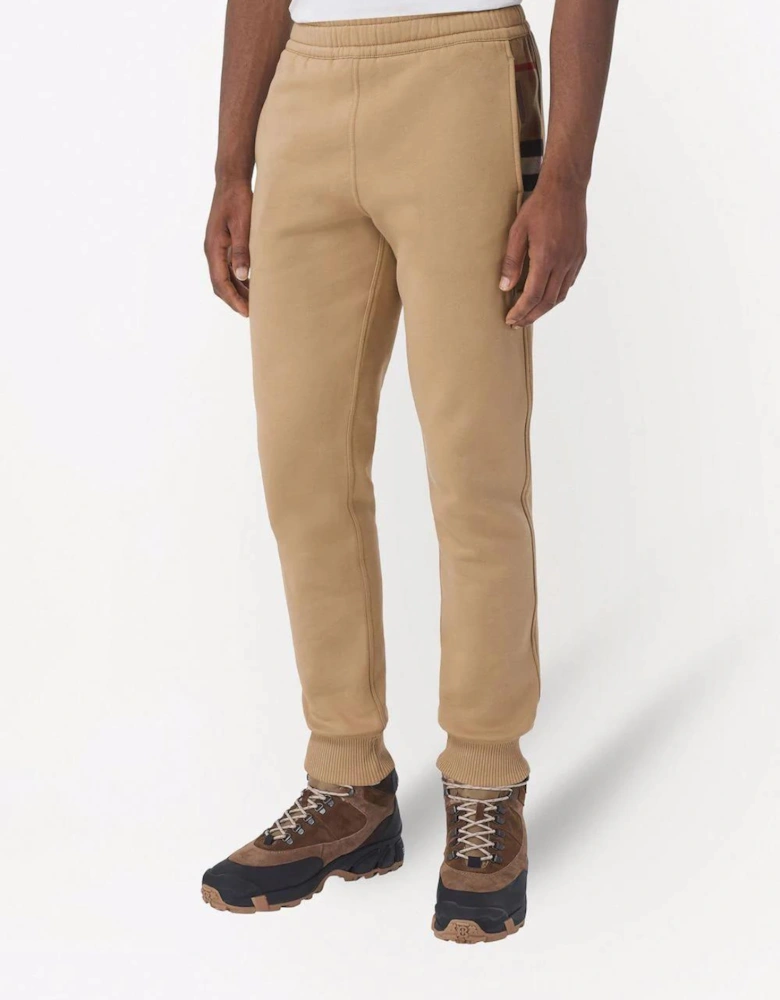 Check Panel Jogging Pants Camel Brown