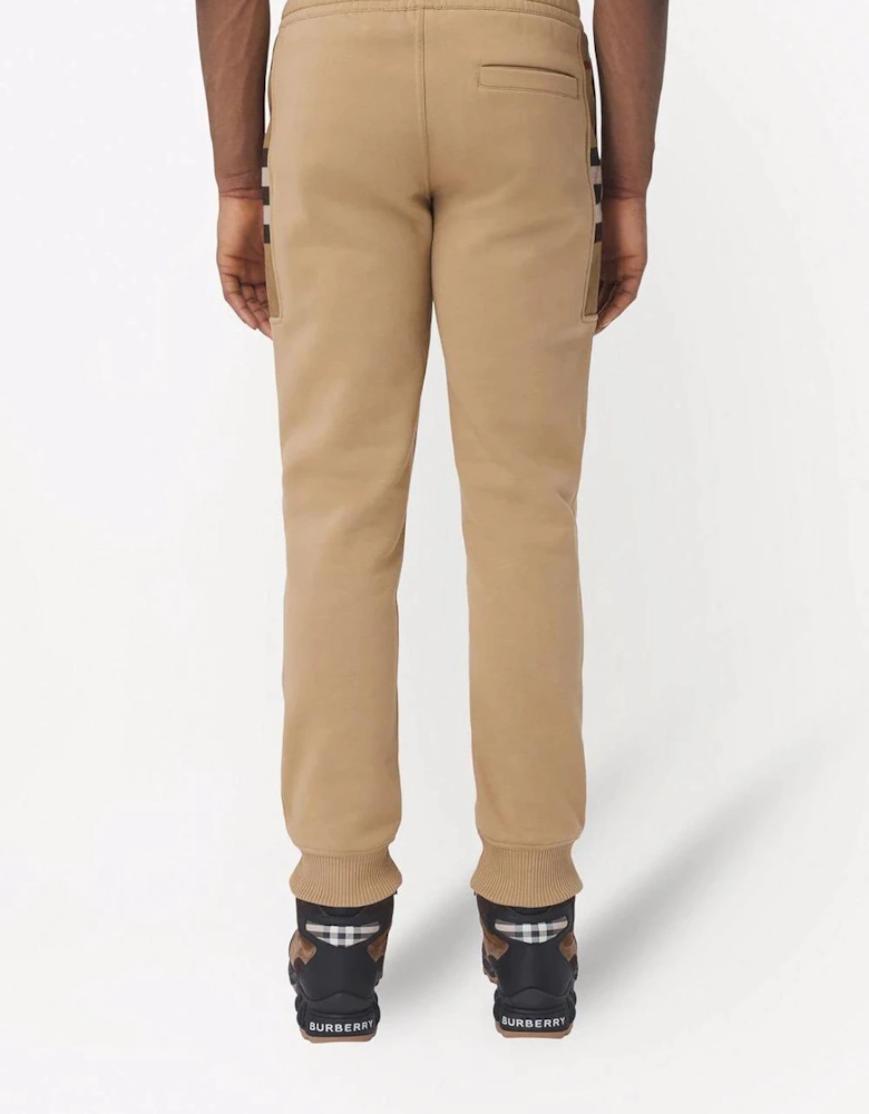 Check Panel Jogging Pants Camel Brown