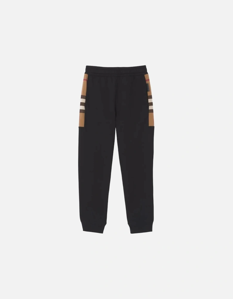 Check Panel Jogging Pants Black