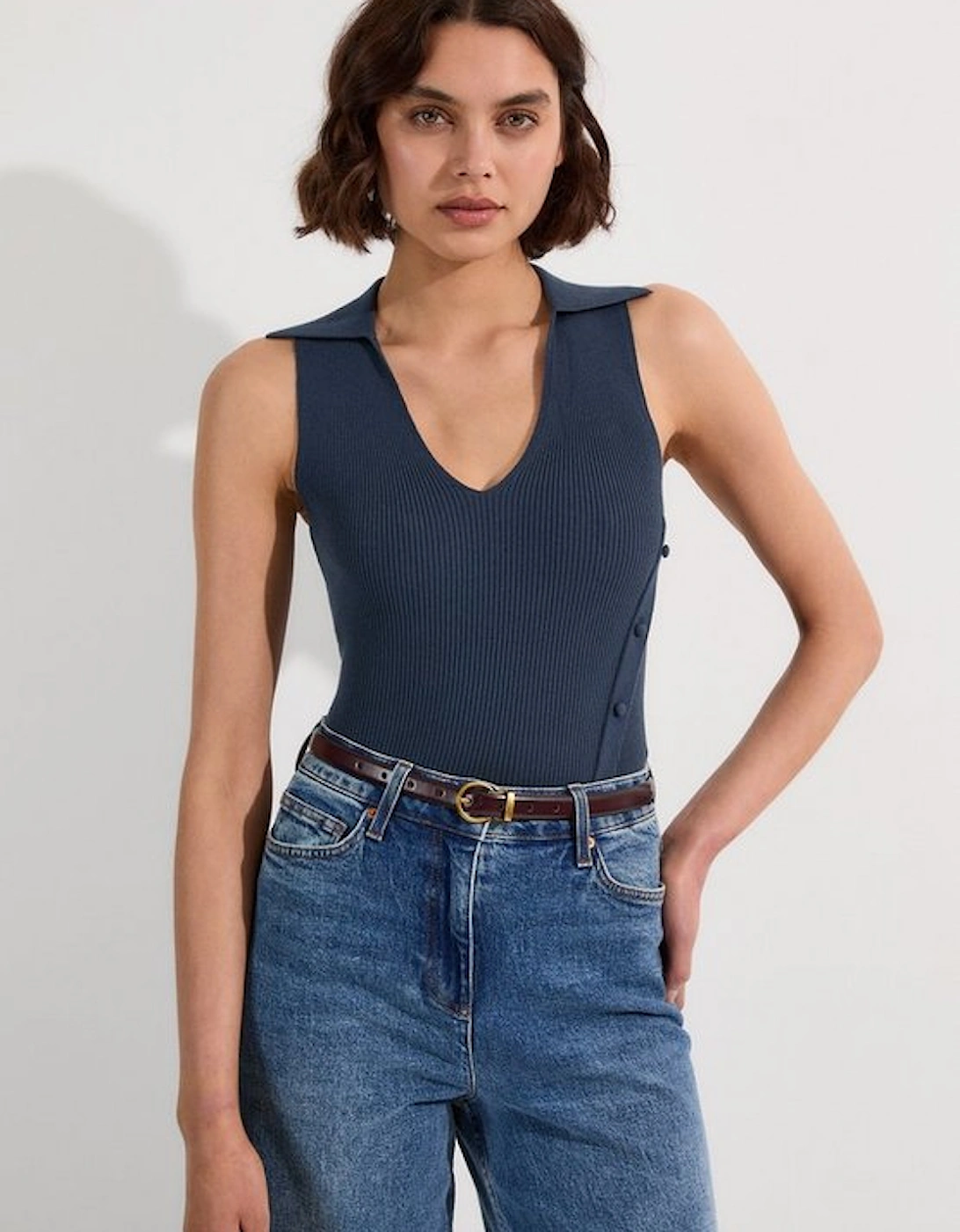 Rib Knit Tank With Button Detail, 5 of 4