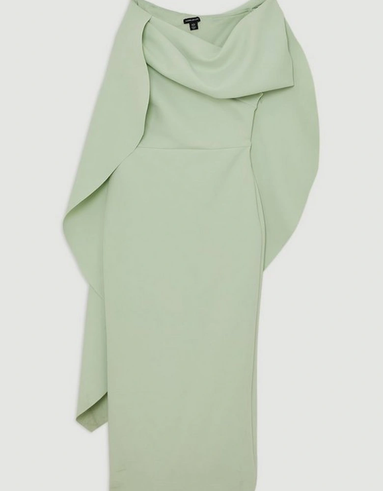 Scuba Drama Shoulder Detail Woven Midi Dress