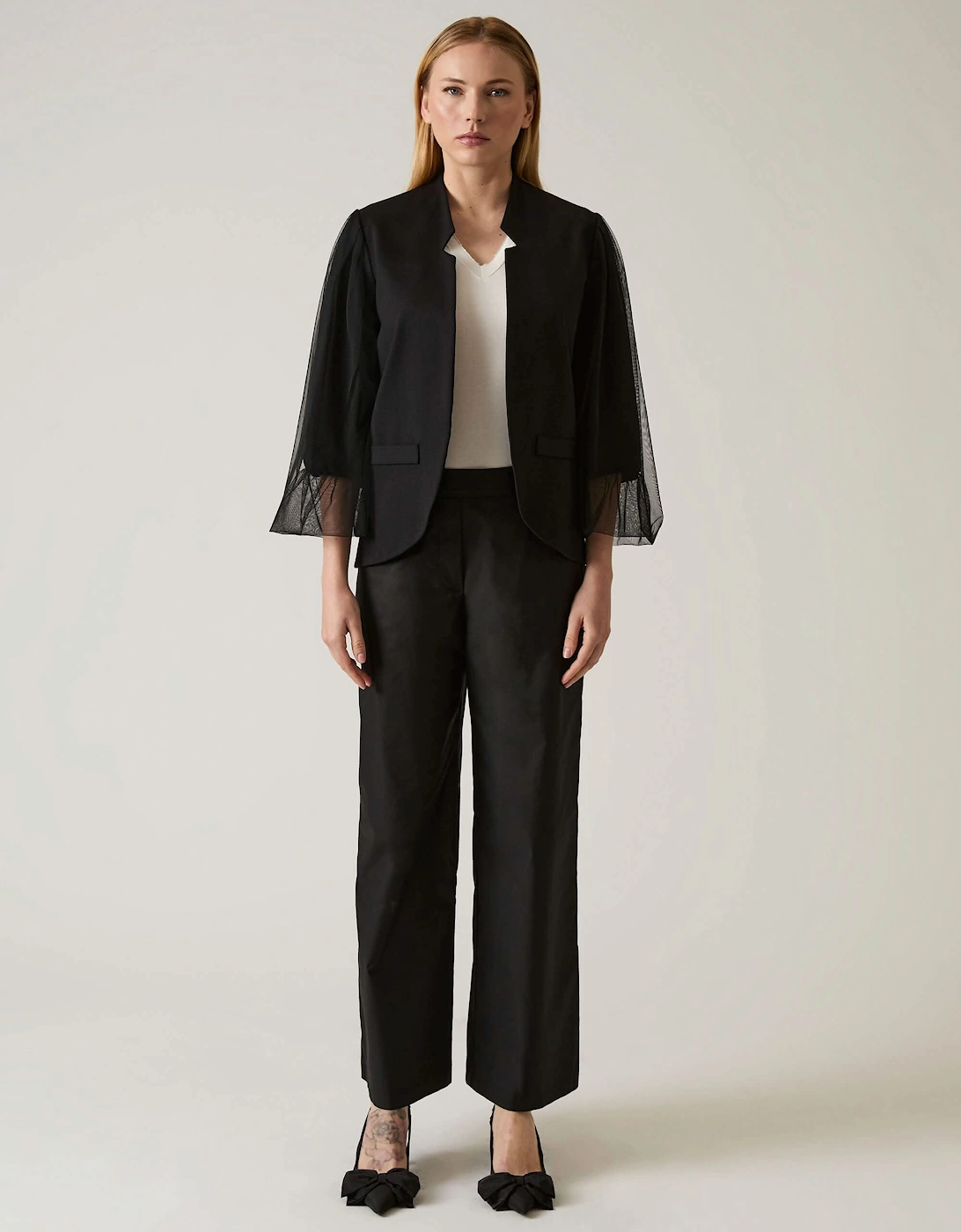 Tulle Sleeve Black Blazer - VIP, 7 of 6