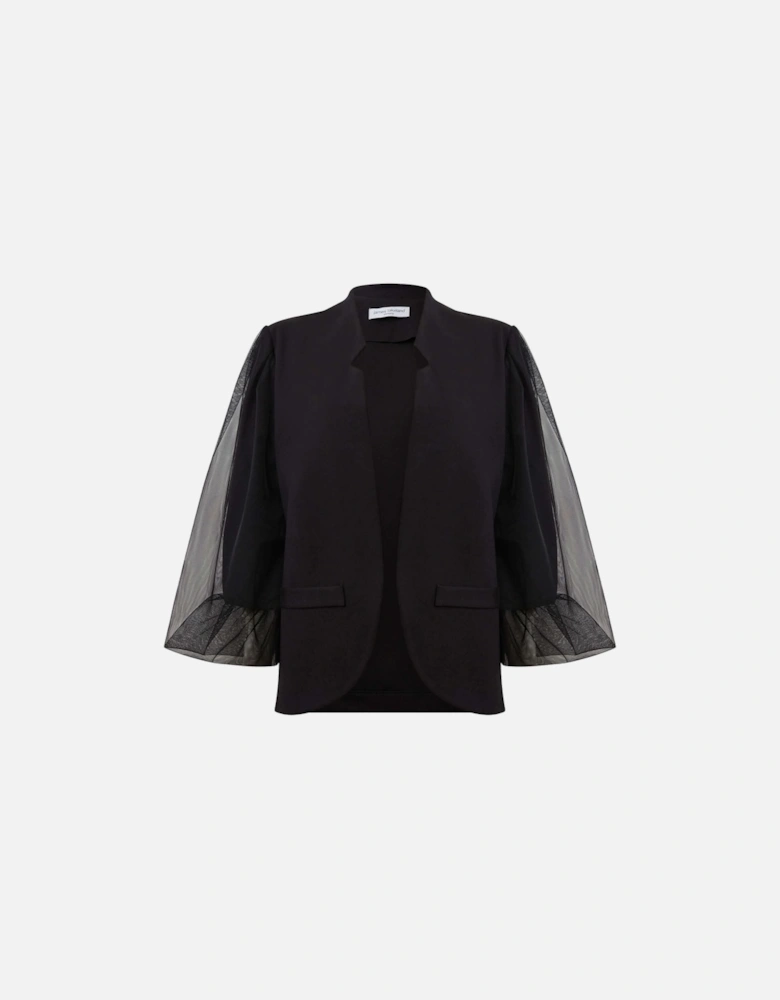 Tulle Sleeve Black Blazer - VIP
