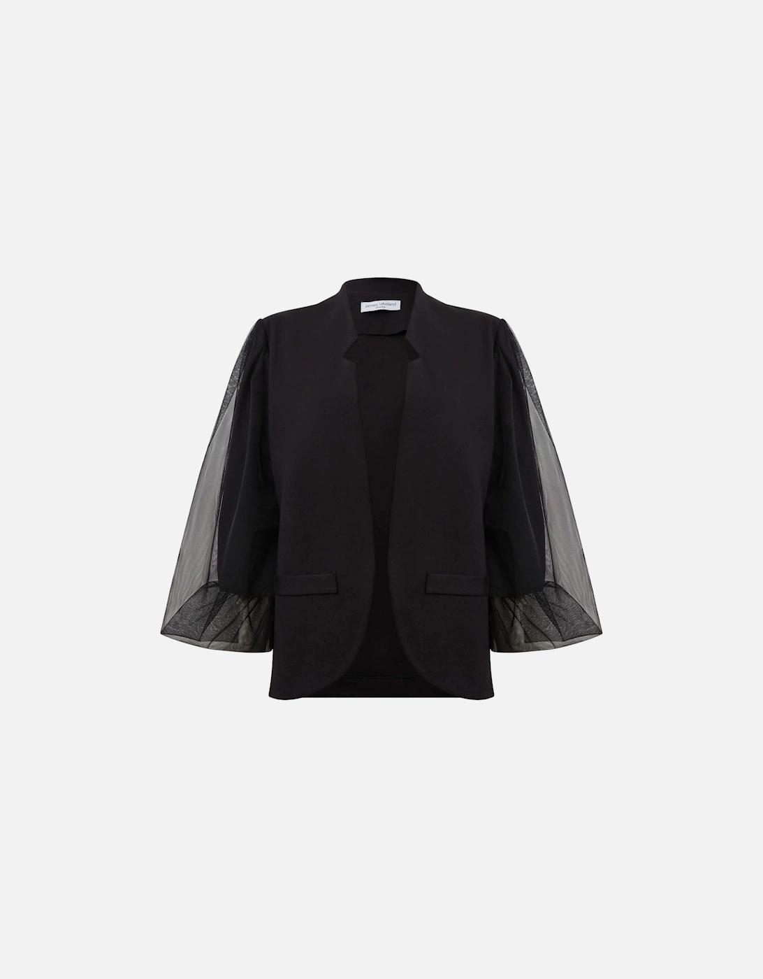 Tulle Sleeve Black Blazer - VIP