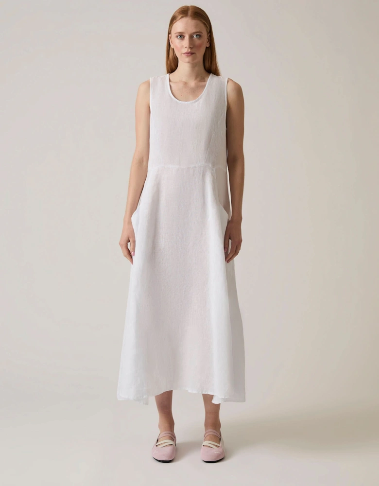 Linen White Midi Dress - VIP