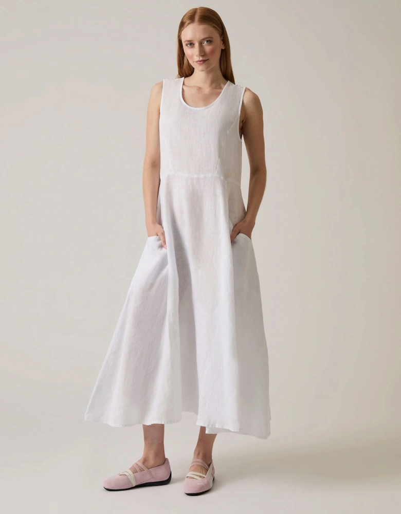 Linen White Midi Dress - VIP