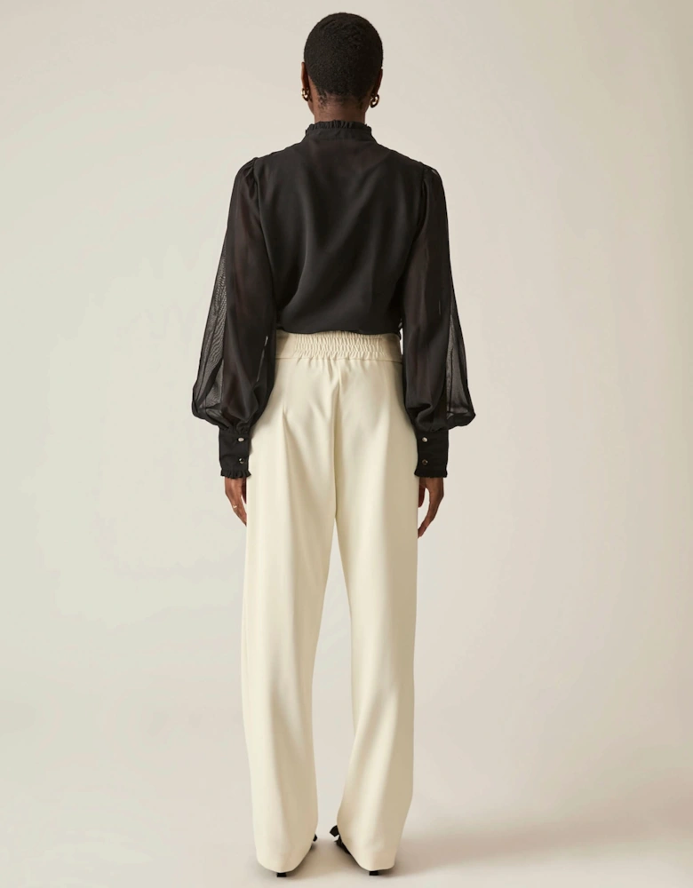 Buckle Waist Cream Trousers - VIP
