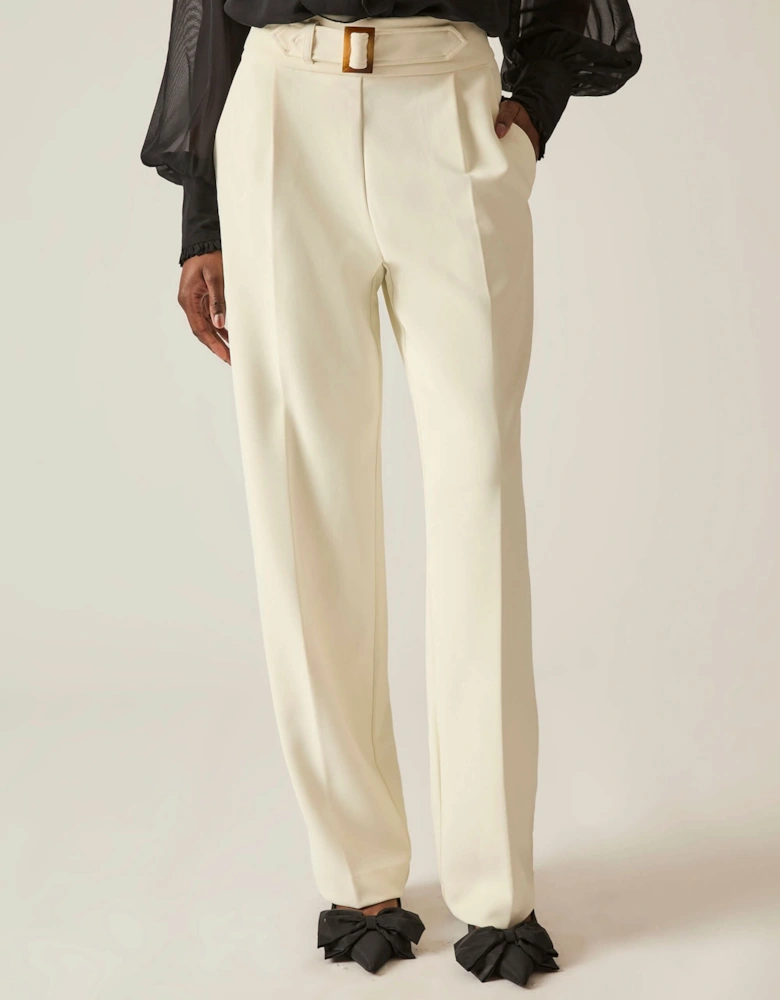 Buckle Waist Cream Trousers - VIP