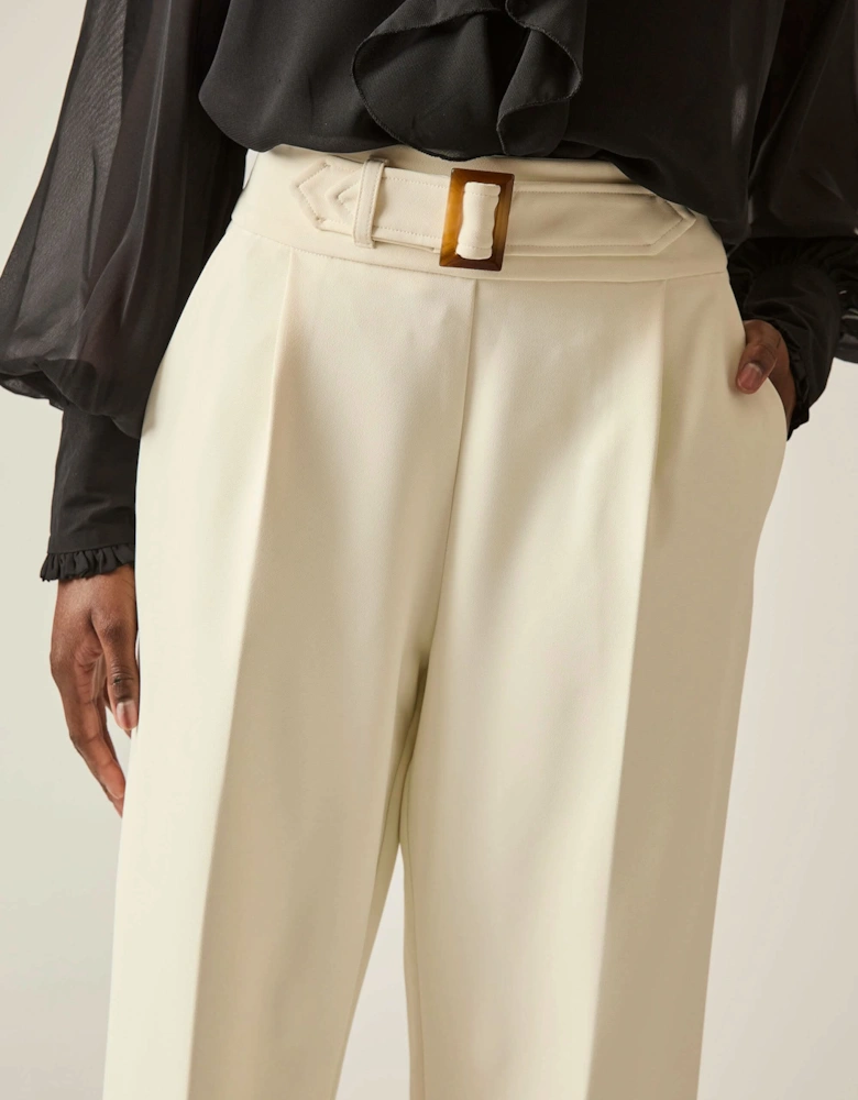 Buckle Waist Cream Trousers - VIP