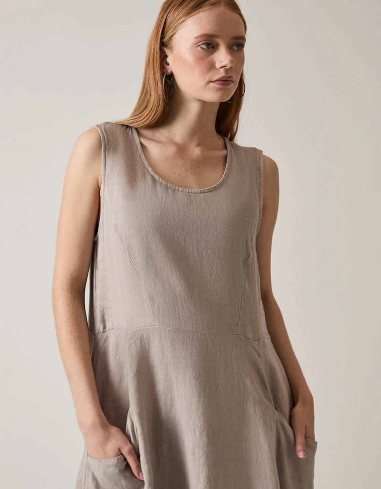 Linen Taupe Midi Dress - VIP