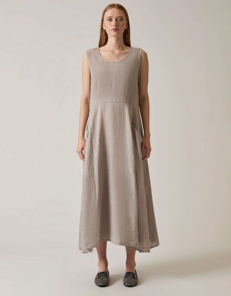 Linen Taupe Midi Dress - VIP