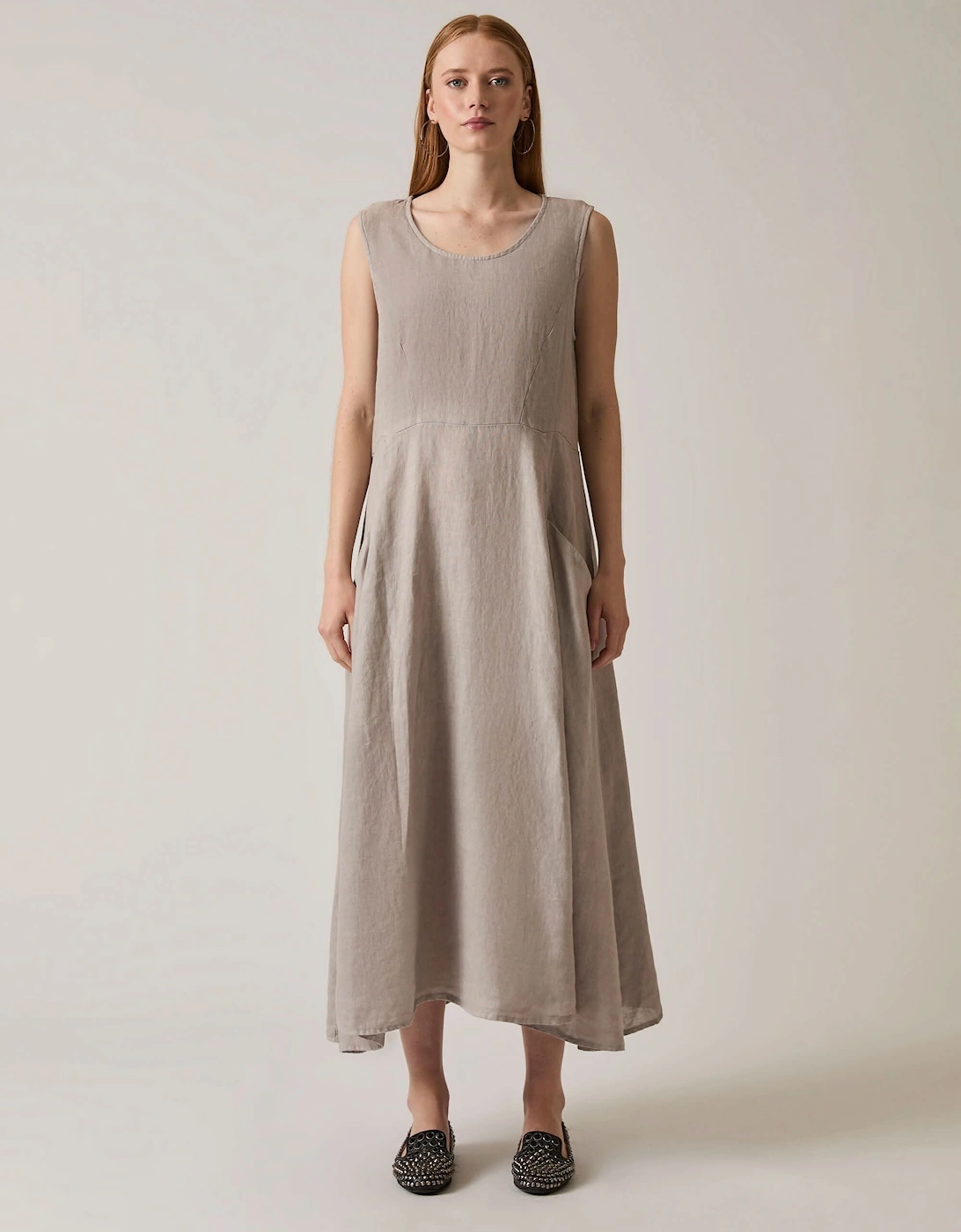 Linen Taupe Midi Dress - VIP, 8 of 7