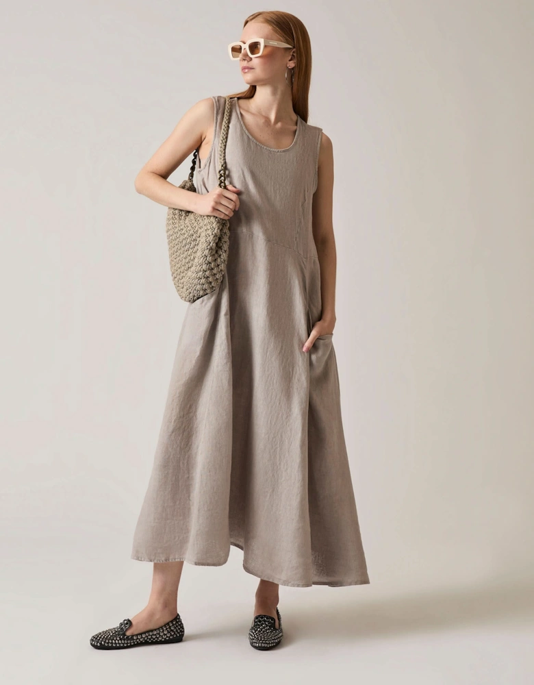 Linen Taupe Midi Dress - VIP