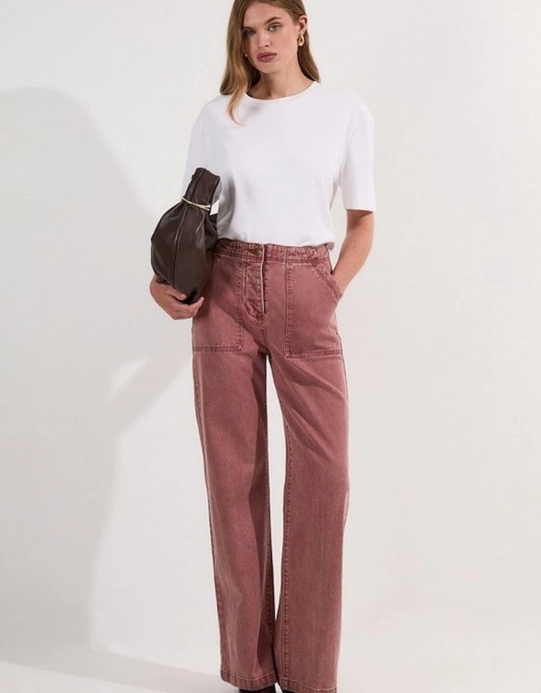 Coloured Denim Wide Leg Jean