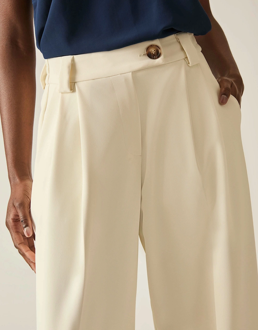Button Cream Trousers - VIP