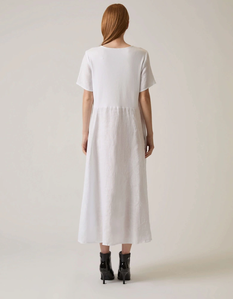 Linen White Pocket Midi Dress - VIP