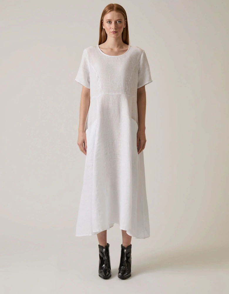 Linen White Pocket Midi Dress - VIP